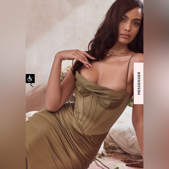 House of CB Myrna Olive Corset Slip Dress - Picture 7 of 11